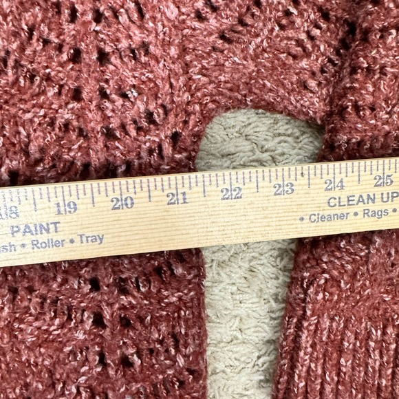 Saltwater Luxe Women's Boxy Cropped Open Weave Pullover Sweater Rust Size L Soft - Picture 7 of 9